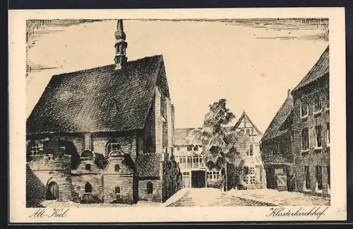 Künstler-AK Kiel, Der Klosterkirchhof