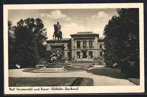AK Kiel, Universität und Kaiser-Wilhelm-Denkmal