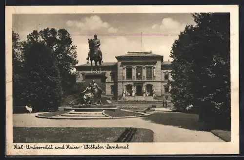 AK Kiel, Universität und Kaiser-Wilhelm-Denkmal