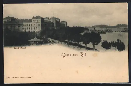 AK Kiel, Friedrichsort, Uferpromenade, Hafen