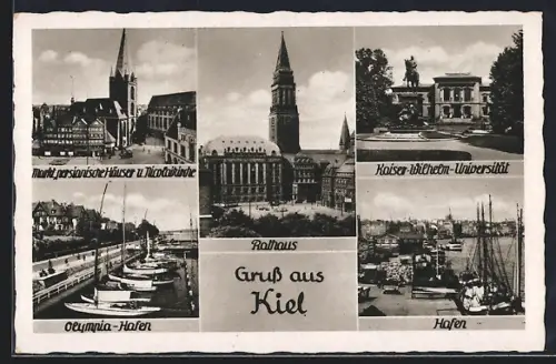 AK Kiel, Rathaus, Kaiser-Wilhelm-Universität, Olympia-Hafen