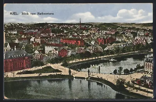 AK Kiel, Blick vom Rathausturm auf die Stadt