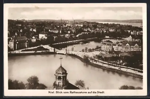 AK Kiel, Blick vom Rathausturm auf die Stadt