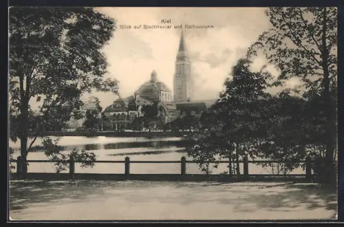 AK Kiel, Stadttheater und Rathausturm