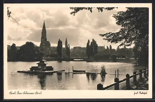 AK Kiel, Am Kleinen Kiel, See, Kirche, Brücke