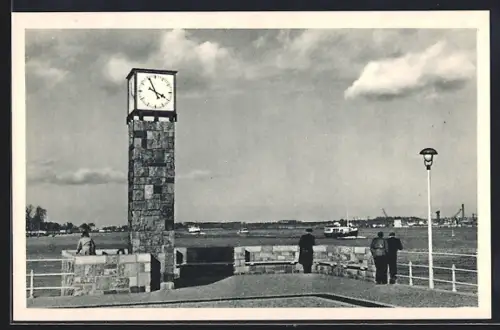 AK Kiel, Seegartenbrücke mit Uhrturm