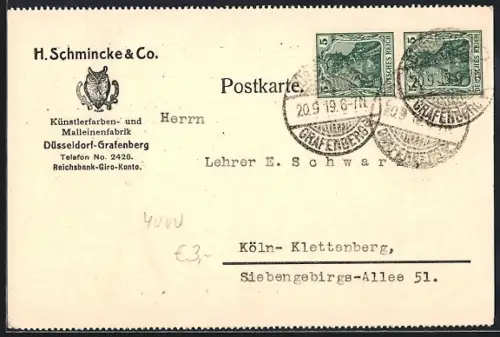 AK Düsseldorf-Grafenberg, Künstlerfarben- und Malleinienfabrik H. Schmincke & Co
