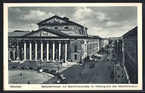 AK München, Nationaltheater, Maximilianstrasse, Maximilianeum