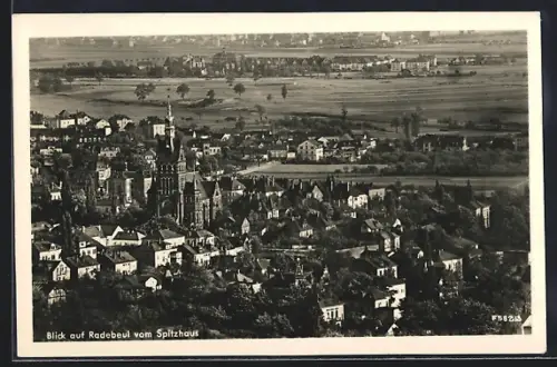 AK Radebeul, Blick vom Spitzhaus auf Stadt und Kirche