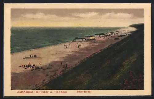 AK Ueckeritz a. Usedom, Strandleben aus der Vogelschau