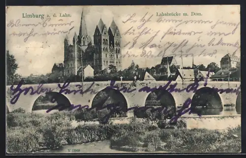AK Limburg a. d. Lahn, Lahnbrücke mit Dom