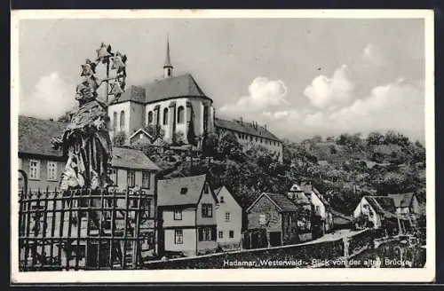 AK Hadamar /Westerwald, Blick von der alten Brücke mit Kirche