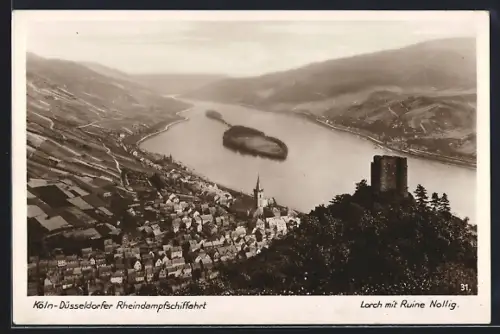 AK Lorch / Rhein, Gesamtansicht von der Ruine Nollig