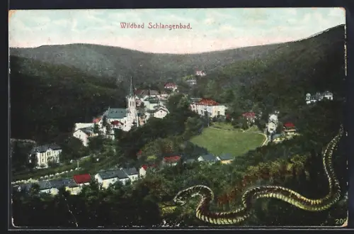 AK Schlangenbad, Panorama mit Kirche