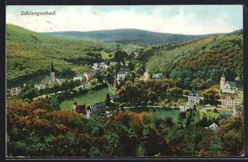 AK Schlangenbad, Strassenpartie mit Kirche