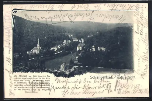 AK Schlangenbad, Totalansicht mit Kirche und Strassenpartie