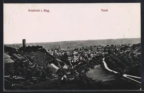 AK Kiedrich i. Rhg., Totalansicht mit Strassenpartie