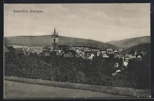 AK Rauenthal /Rheingau, Teilansicht mit Kirche
