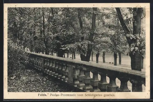 AK Fulda, Paulus-Promenade vom Schlossgarten aus gesehen