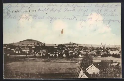 AK Fulda, Ortsansicht mit Bergblick