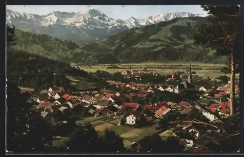 AK Partenkirchen, Teilansicht mit Wettersteingebirge, Dreitorspitze