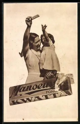 AK Reklame Kwatta Manoeuvre chocolaad, Kind versucht Schokoladentafel zu erreichen