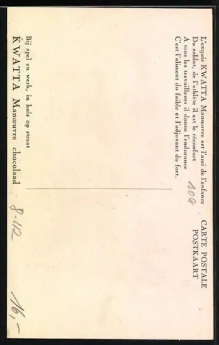 AK Reklame Kwatta Manoeuvre chocolaad, Kind versucht Schokoladentafel zu erreichen