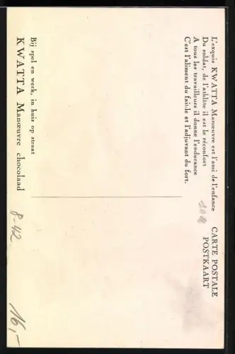 AK Reklame Kwatta Manoeuvre chocolaad, Zwei Kinder mit einer Tafel Schokolade