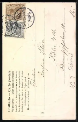 AK Tänzerin im Porträt, Saharet, Prosit Neujahr