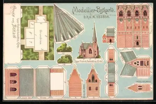 AK Modellier Postkarte der Berliner Kaiser Friedrich Gedächtnis Kirche