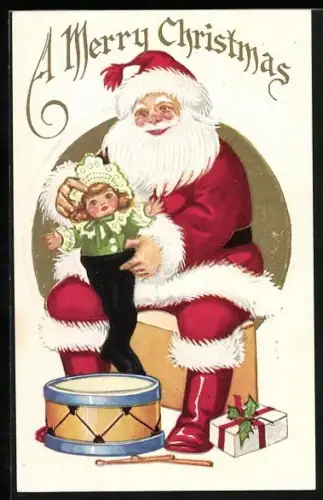 AK Weihnachtsmann, er verteilt die Geschenke