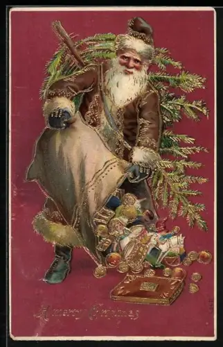 AK Der Weihnachtsmann leert seinen Geschenke-Sack