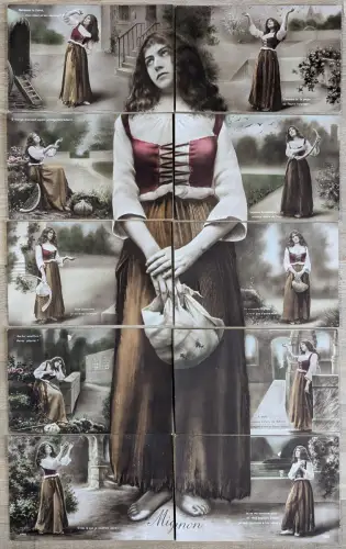 Puzzle-AK Mignon in verschiedenen Posen und mit Lyra