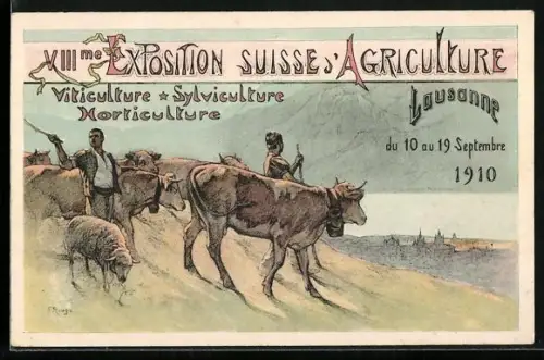 Künstler-AK Lausanne, VIIIme Exposition Suisse d`Agriculture 1910, Landwirtschaftsausstellung