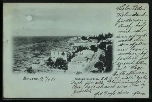 Mondschein-AK Smyrne, Faubourg Guez-Tepe