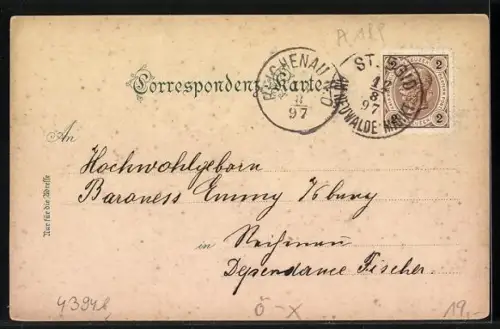 Lithographie St. Aegyd am Neuwalde, Ortsansicht, Kernhof mit dem Hohen Gippl