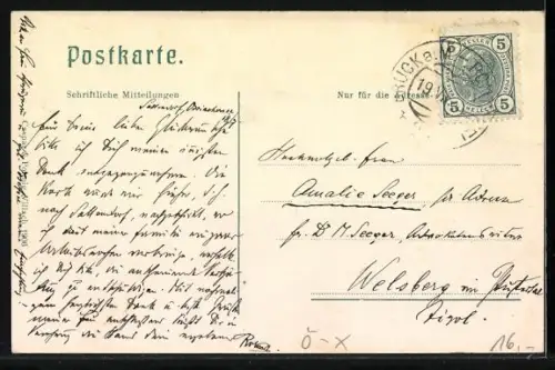 AK Villach, Schulstrasse mit Staatsbahn-Direktion und Gymnasium