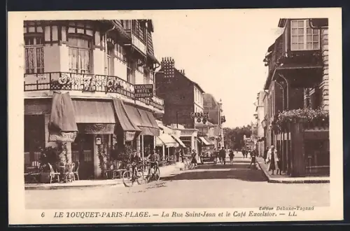 AK Le Touquet-Paris-Plage, La Rue Saint-Jean et le Café Excelsior