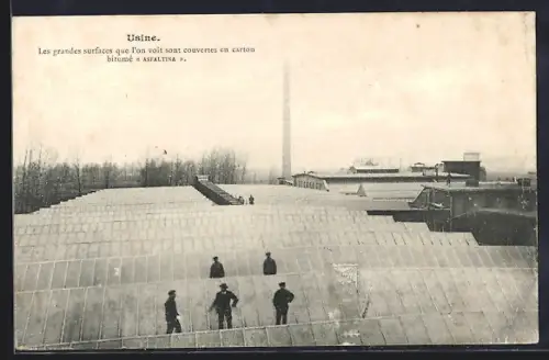 AK Anvin, Usine A. W. Andernach, Les grandes surfaces que l`on voit sont couvertes en carton bitumé ASFALTINA