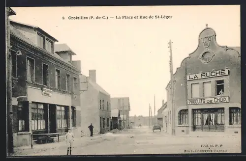 AK Croisilles, La Place de Rue de St. Léger