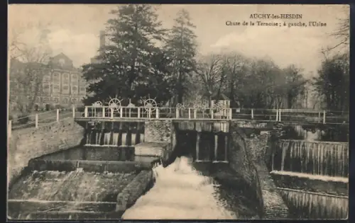 AK Auchy-les-Hesdin, Chute de la Ternoise, à gauche, l`Usine