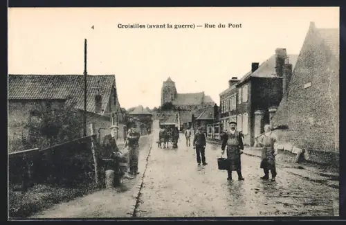 AK Croisilles, Rue du Pont (avant la guerre)