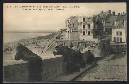 AK Le Portel, Vue de la Plage prise du Parapet