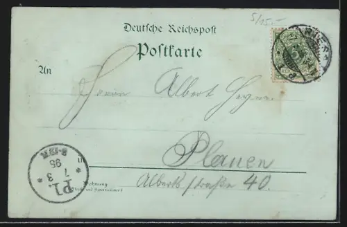 Lithographie Riesa, Hotel Höpfner und Wasserturm, Artillerie-Kaserne