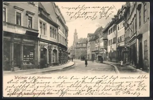 AK Weimar / Thür., Geschäfte in der Marktstrasse