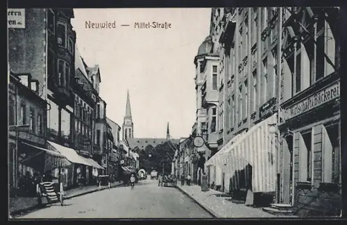 AK Neuwied, Wirtschaft u. Bäckerei, Mittel-Strasse