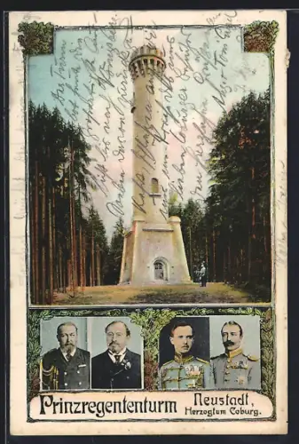 AK Neustadt / Coburg, Prinzregententurm, Herzog Alfred von Sachsen-Coburg-Gotha