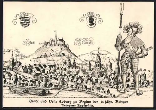 Künstler-AK Coburg, Jubiläumskarte des Schwedenjahres 1932, 30jähriger Krieg