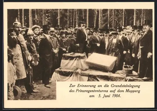 AK Neustadt b. Coburg, Grundsteinlegung des Aussichtsturmes auf dem Mupperg 1904