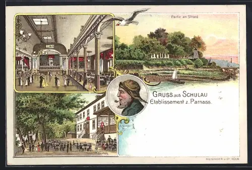Lithographie Schulau, Gasthaus z. Parnass